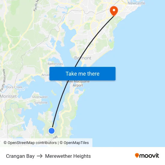 Crangan Bay to Merewether Heights map