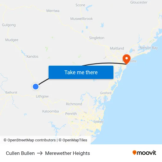 Cullen Bullen to Merewether Heights map