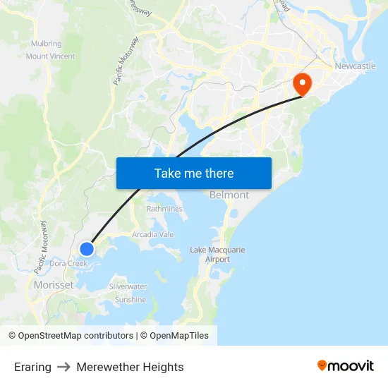 Eraring to Merewether Heights map