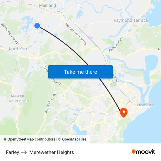 Farley to Merewether Heights map