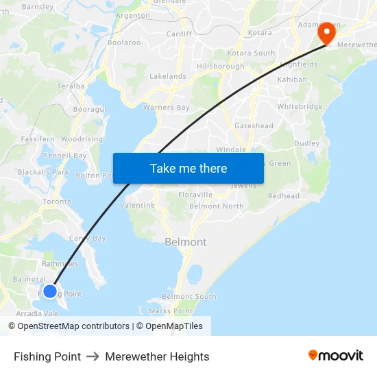 Fishing Point to Merewether Heights map