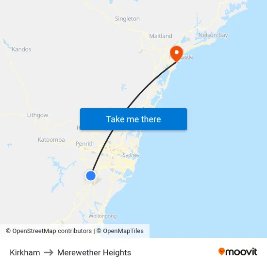 Kirkham to Merewether Heights map