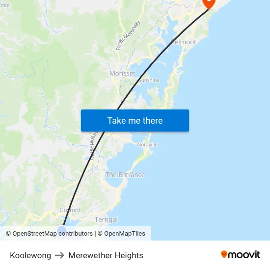 Koolewong to Merewether Heights map