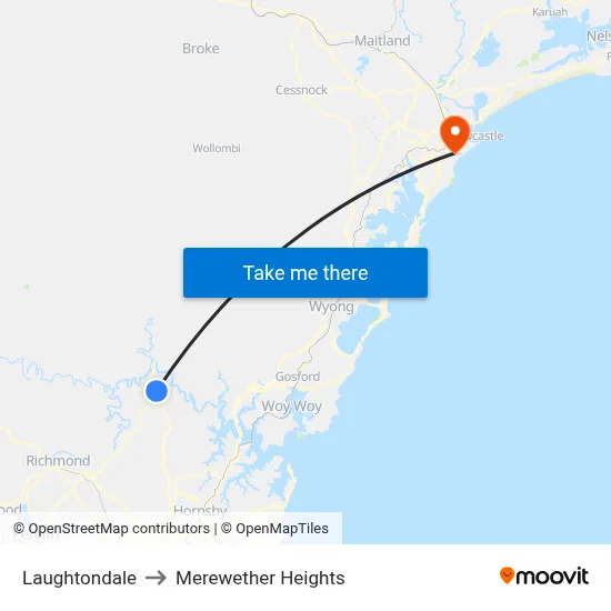 Laughtondale to Merewether Heights map