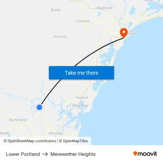 Lower Portland to Merewether Heights map
