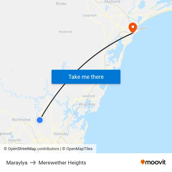 Maraylya to Merewether Heights map