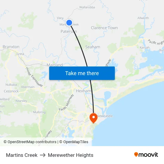 Martins Creek to Merewether Heights map