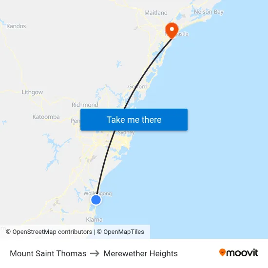 Mount Saint Thomas to Merewether Heights map