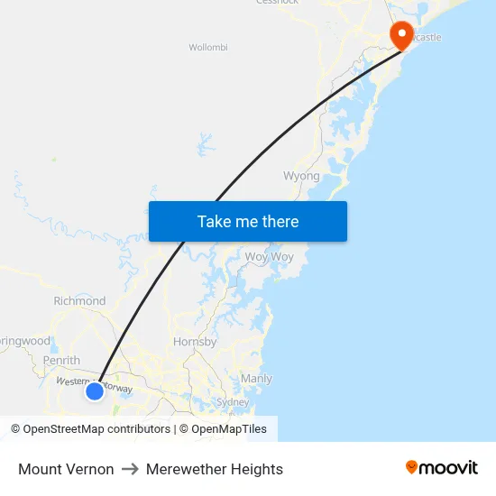 Mount Vernon to Merewether Heights map