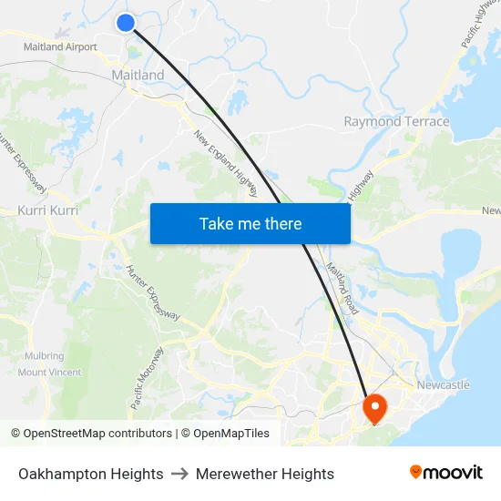 Oakhampton Heights to Merewether Heights map