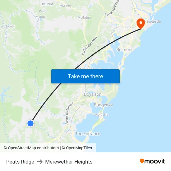Peats Ridge to Merewether Heights map