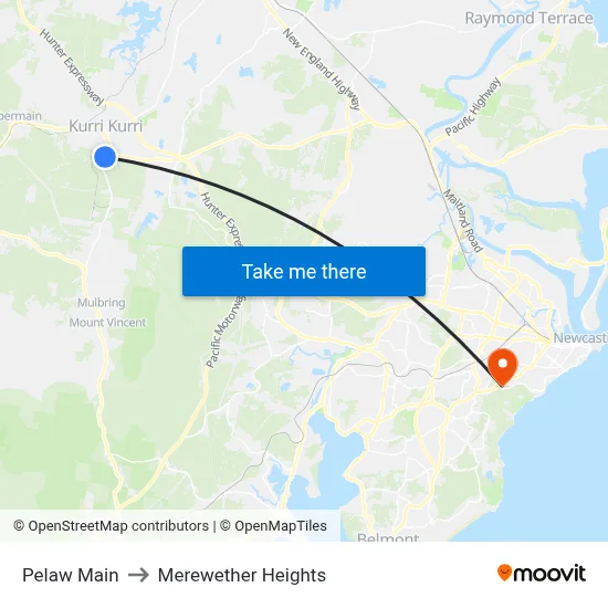Pelaw Main to Merewether Heights map