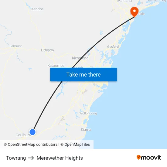 Towrang to Merewether Heights map