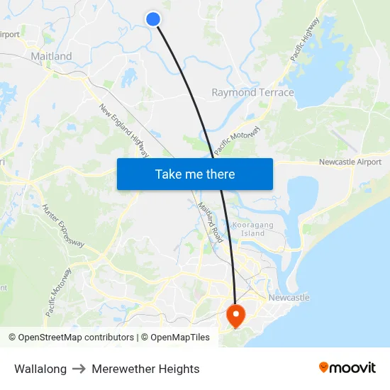 Wallalong to Merewether Heights map