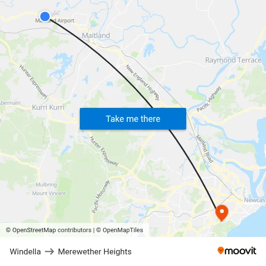 Windella to Merewether Heights map