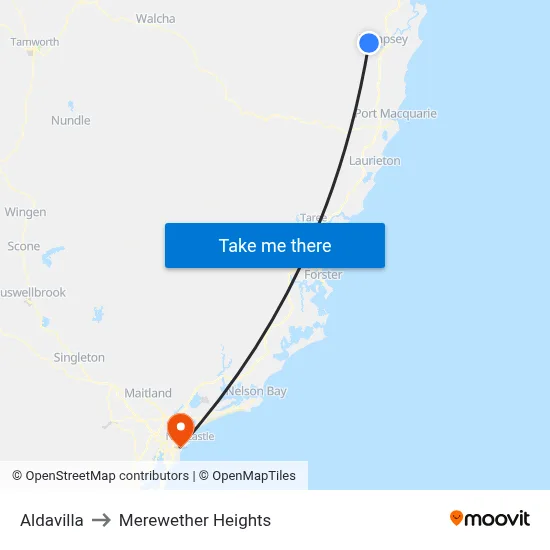 Aldavilla to Merewether Heights map