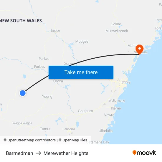 Barmedman to Merewether Heights map