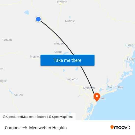 Caroona to Merewether Heights map