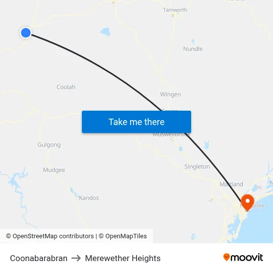 Coonabarabran to Merewether Heights map