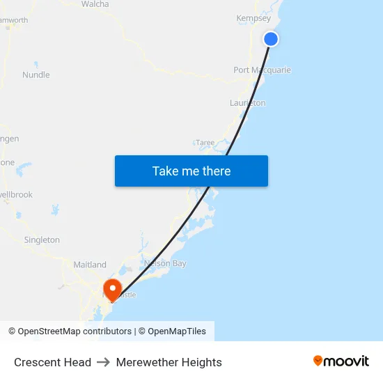 Crescent Head to Merewether Heights map