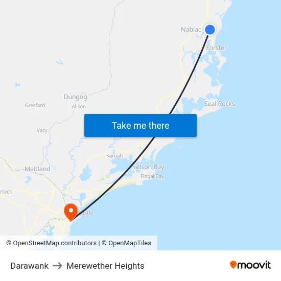 Darawank to Merewether Heights map