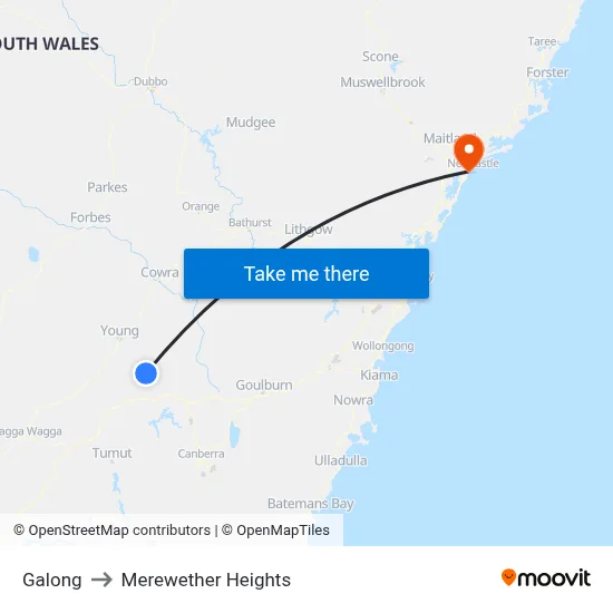 Galong to Merewether Heights map