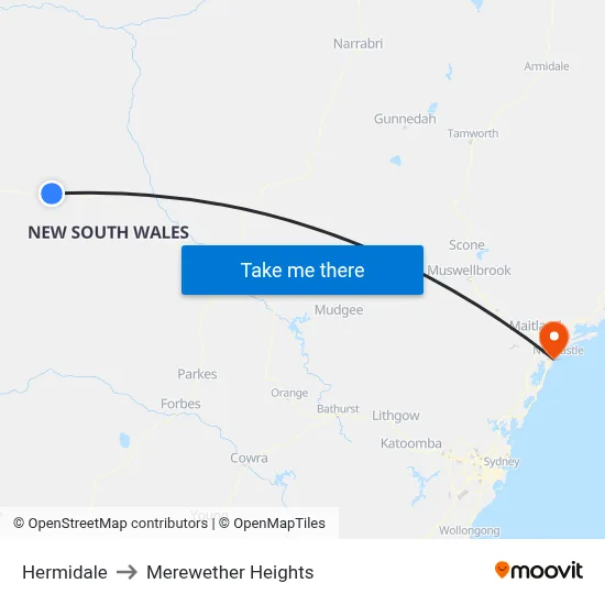 Hermidale to Merewether Heights map