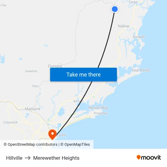Hillville to Merewether Heights map