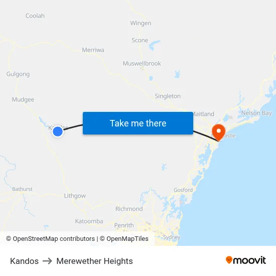 Kandos to Merewether Heights map