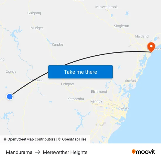 Mandurama to Merewether Heights map