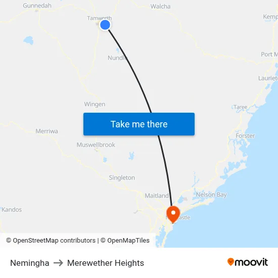 Nemingha to Merewether Heights map