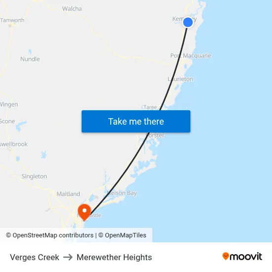 Verges Creek to Merewether Heights map