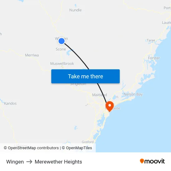 Wingen to Merewether Heights map