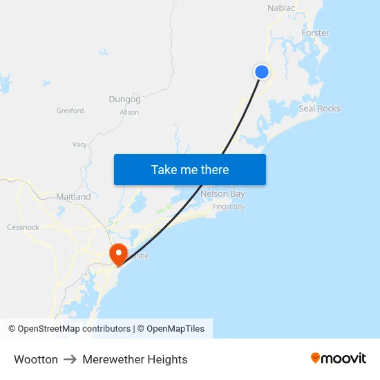 Wootton to Merewether Heights map