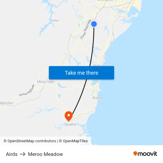 Airds to Meroo Meadow map