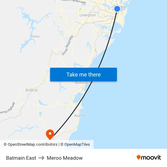 Balmain East to Meroo Meadow map