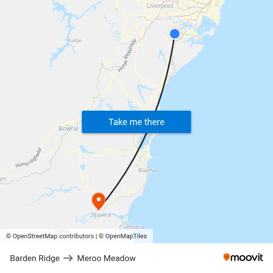 Barden Ridge to Meroo Meadow map