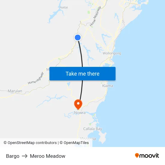 Bargo to Meroo Meadow map