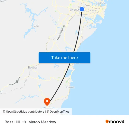 Bass Hill to Meroo Meadow map