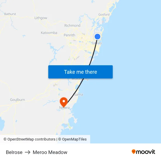 Belrose to Meroo Meadow map