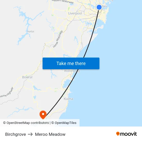 Birchgrove to Meroo Meadow map