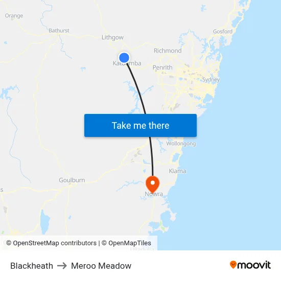 Blackheath to Meroo Meadow map