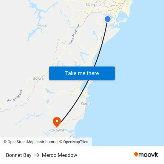Bonnet Bay to Meroo Meadow map