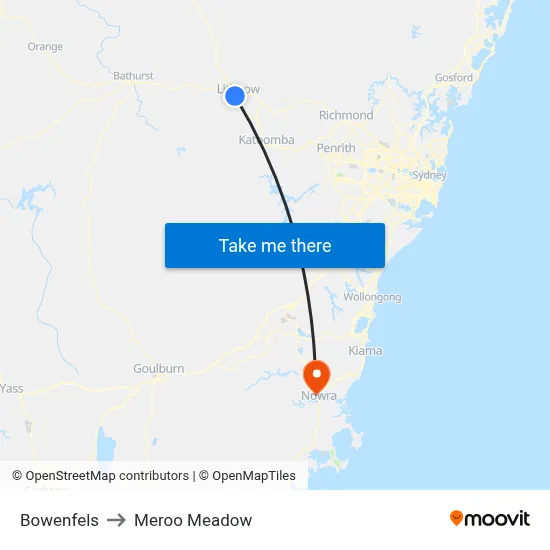 Bowenfels to Meroo Meadow map