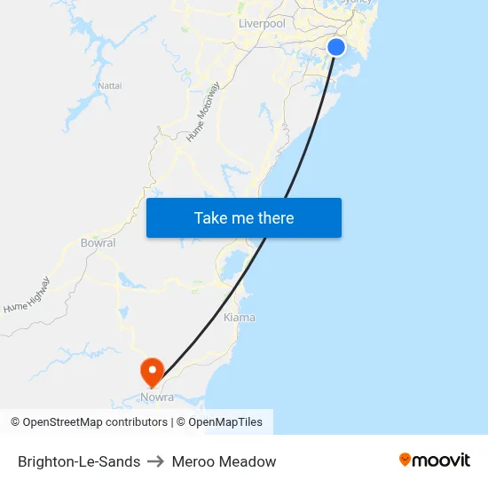Brighton-Le-Sands to Meroo Meadow map