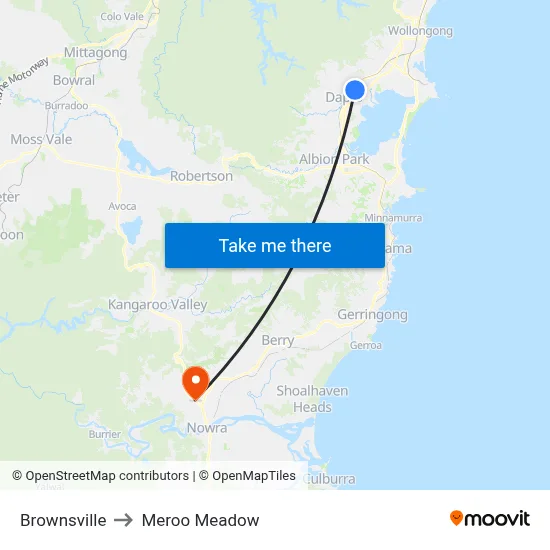 Brownsville to Meroo Meadow map
