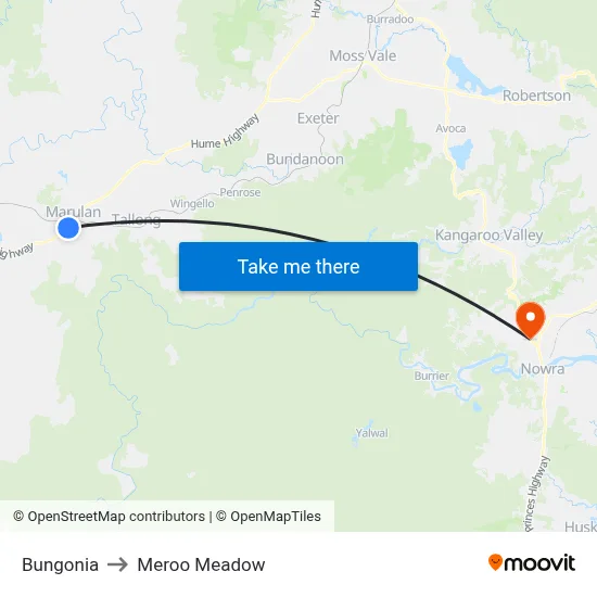 Bungonia to Meroo Meadow map