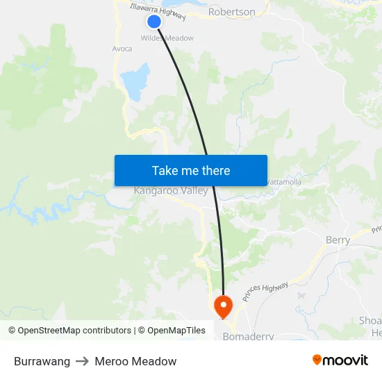 Burrawang to Meroo Meadow map