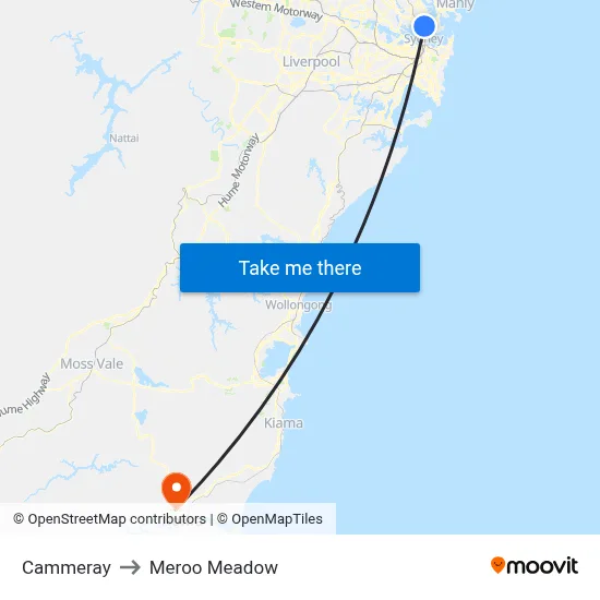 Cammeray to Meroo Meadow map