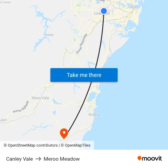 Canley Vale to Meroo Meadow map
